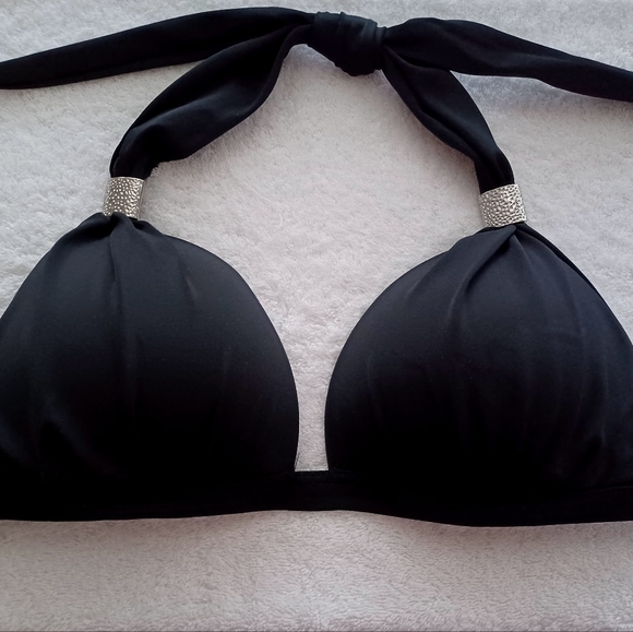 Venus Goddess Push-Up Black Halter Bikini Top, Size 32DDD/34DD/36D - Picture 5 of 13